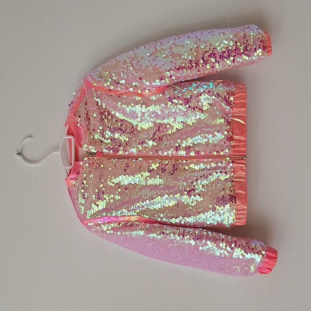 BILLIEBLUSH Pink Sequin Bomber Jacket, 4T